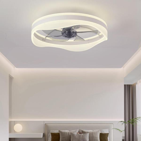 Wholesale factory Modern LED Ceiling Fan Lamp for Bedroom with Mute Frequency Conversion 110V-220V Japanese American Regulations Iron Wood Body
