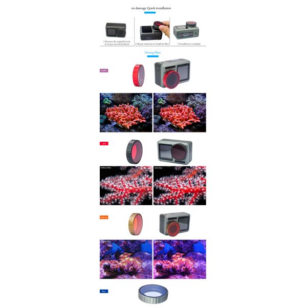 Durable Diving Underwater Filters Drone Camera Filters Sample Available