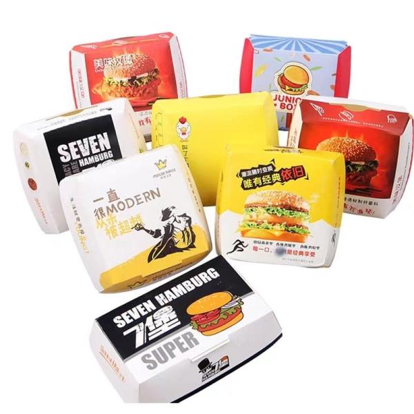 Boîte d'emballage de hamburgers en papier kraft de qualité alimentaire