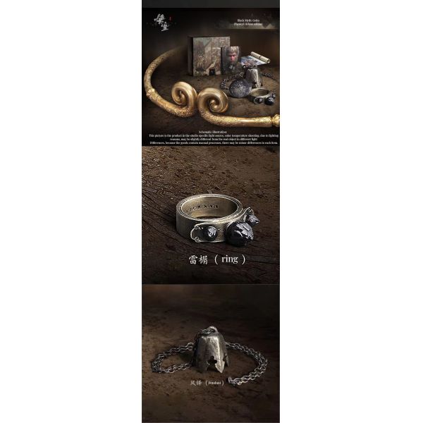 Monkey King Gold Hoop Ring Badge Three-piece Set for Game Periphery within Black Myth
