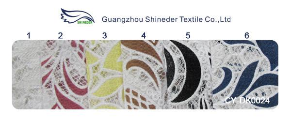Blue Cotton Polyester Lace Fabric Leaf Mesh with Eco-friendly Dyeing(CY-DK0024)