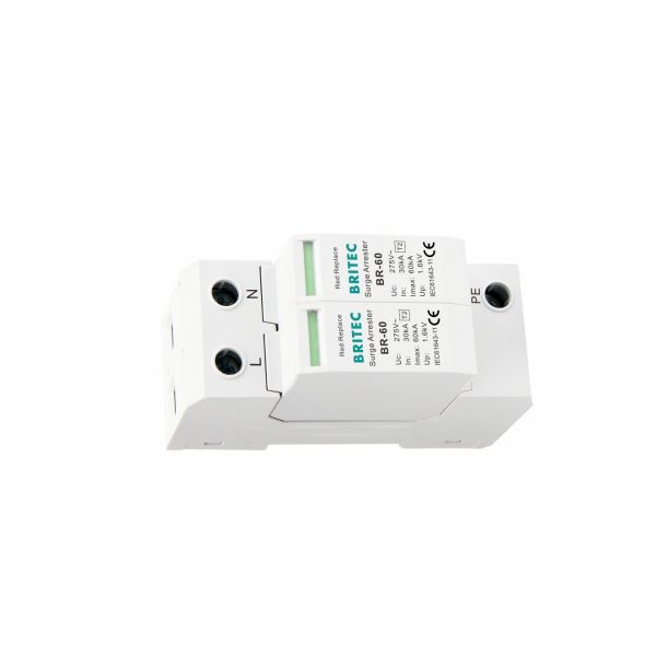 60kA Discharge Current Surge Arrester with Pluggable Module and UL94-V0 Thermoplastic for AC Power Protection