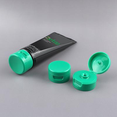 Black Skincare Tube Packaging 70ml - 180ml Facial Cleanser Tube With Glossy Flip Top Caps