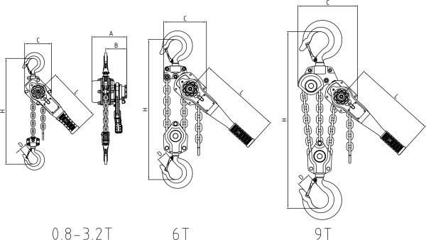 Téléchargeur à chaîne résistant à la corrosion en acier inoxydable 1 tonne