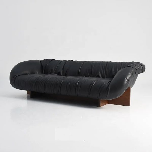 High End Five Star Hotel Presidential Suite Reception Pleated Leather Sofa