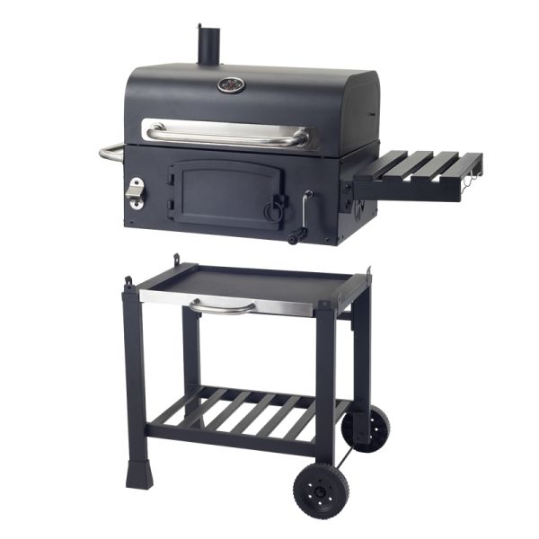 Fumador comercial clásico de la parrilla del Bbq del carbón de leña del patio trasero de la barbacoa de los equipos de la cocina con la carretilla