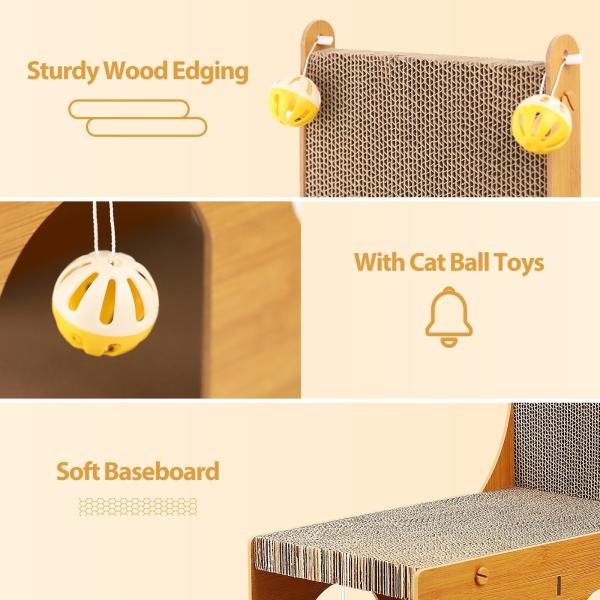 Chair Cat Nest More Than One Cat Scratcher, Cat Scratching Board, L Shaped Vertical Cat Scratcher for Wall and Couch Protection