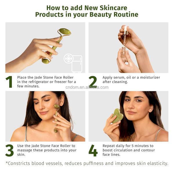 Waterproof Double Head Jade Roller Gua Sha Set for Smoothing Wrinkles and Skin Health