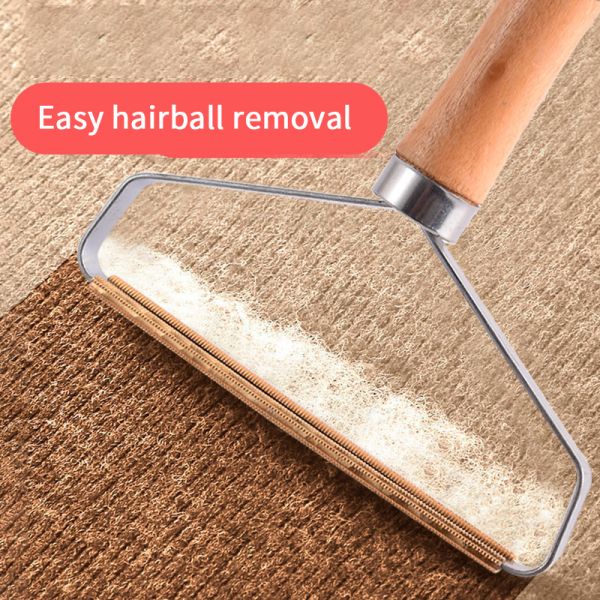 Eliminatorio de vello para mascotas Cepilla de mango de madera Productos de aseo de acero inoxidable Perro de limpieza Gato