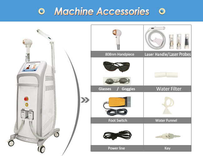 прибор красоты воздушного охлаждения машины удаления волос лазера 640 690 808 Yag многофункциональный