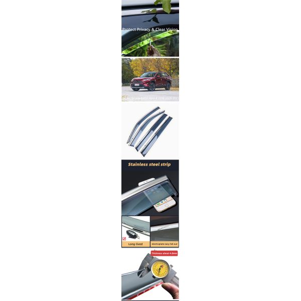 Tinted Toyota Smoke Window Visor Side Deflectors With Acrylic Strip