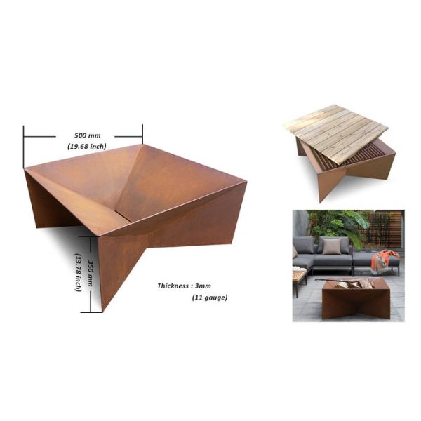 Jardín de Gnee fuego de acero rectangular Pit Simple For Camping Party de 20 pulgadas