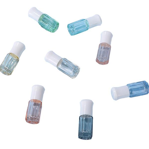 Frasco de rolo octogonal colorido de 3 ml para engarrafamento de óleo essencial vidro espessado portátil