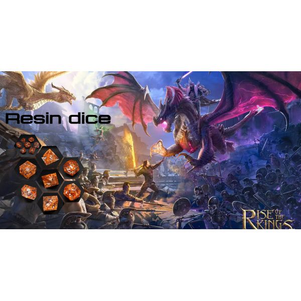 Yellow Flurry Line RPG Resin Dice Set Krusu DND para regalos y colecciones