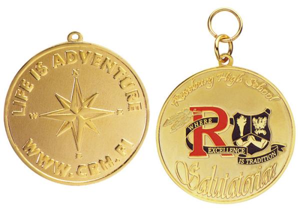 Brass / Copper / Pewter Custom Awards Medals with Soft Enamel, Gold / Copper Plated