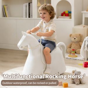 Pull-Along Rocking Horse Toy for Toddlers, 2-in-1 Ride-On & Rocking Horse, Eco-Friendly PE Material, Safe Baby Ride-On Toy for Indoor & Outdoor Play