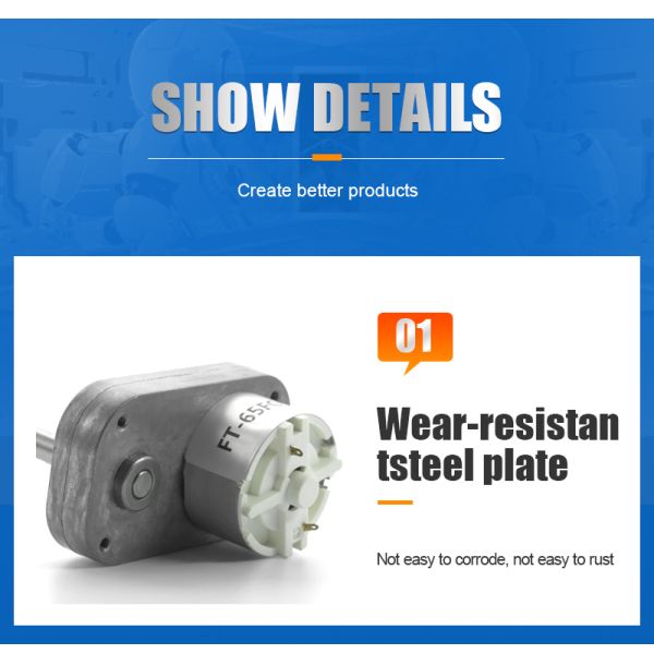 FT-65FGM500 Slow Speed 12V DC Motor 1-200rpm High Torque DC Gear Motor For Valve