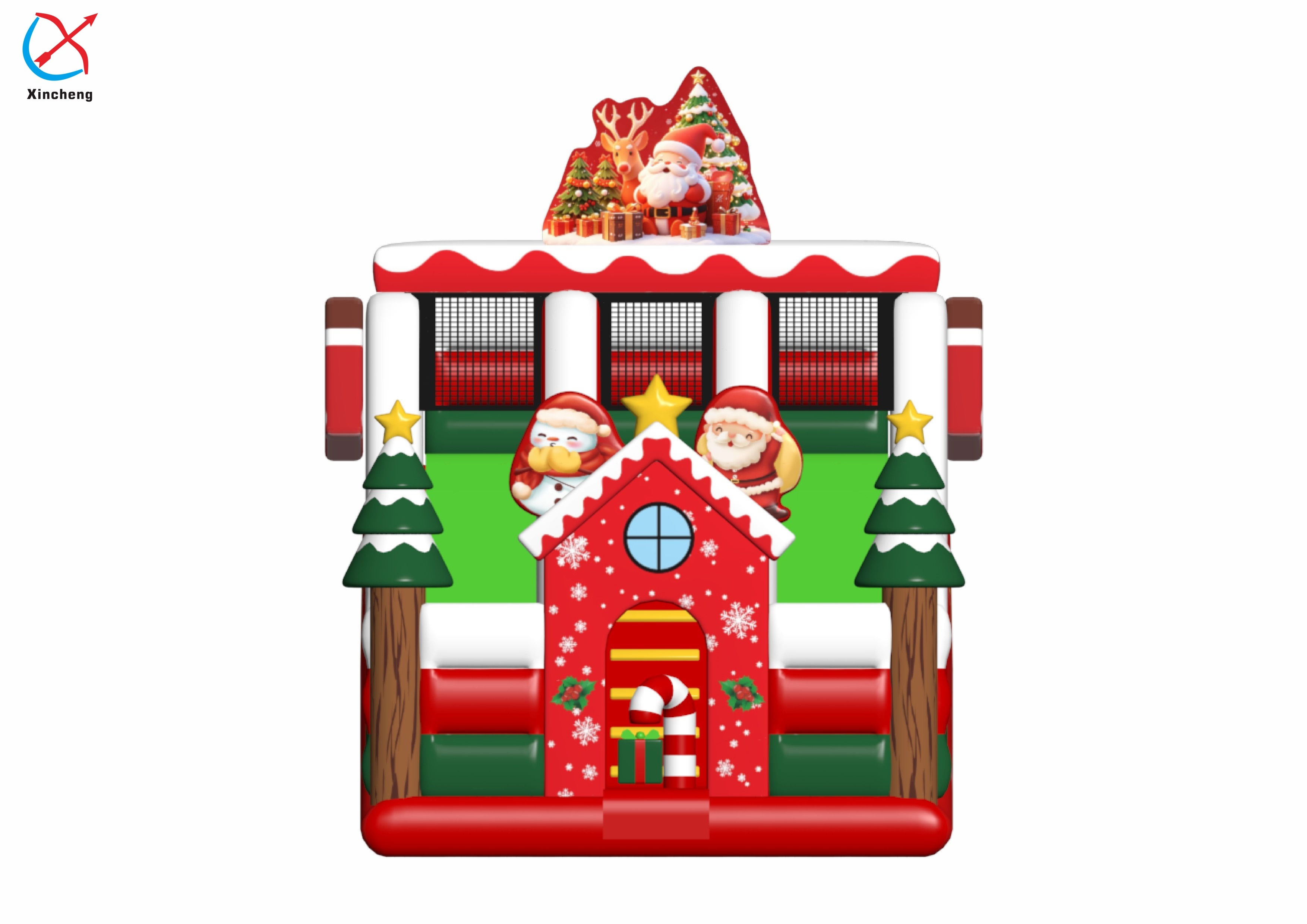 Unique Design Christmas Santa Inflatable Dry Slide Double‑lane Inflatable Slide For Holiday