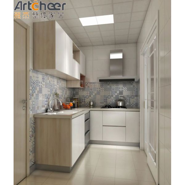 Custom Aluminium Door Small Size Design Minimalist Style L Shape Kitchen Cabinet