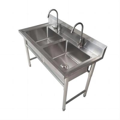 Polished Restaurant Kitchen Dishwasher Parts Upstanding Double Sink