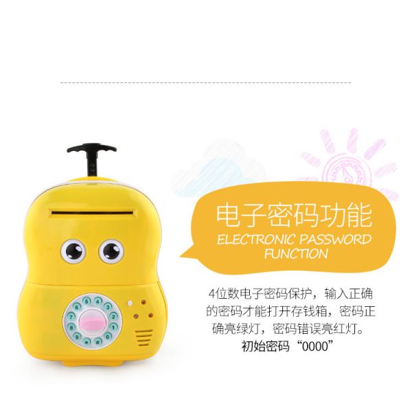 abs material pull rod suitcase coin piggy bank for kids