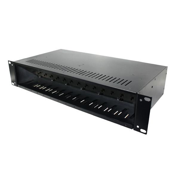 14 Port Fast Ethernet Media Converter Rack Mount Chassis 19 Inch High Dual Power