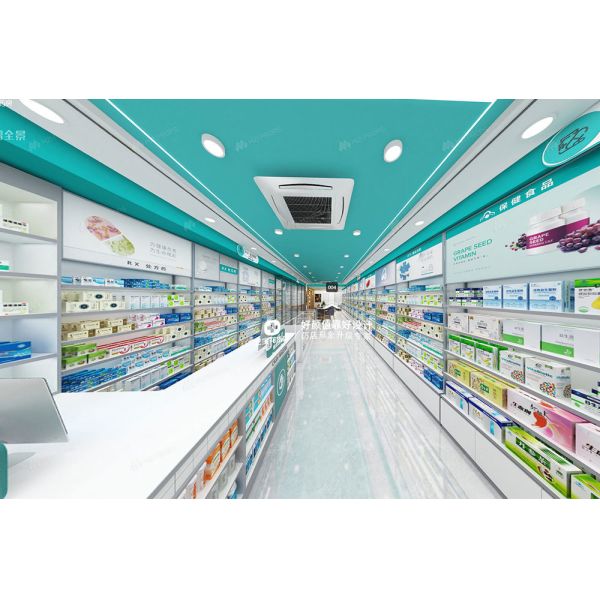 02-DYJYS008 Medicine Shop Display Furniture pharmacy shelves glass modern shop counter design for pharmacy store