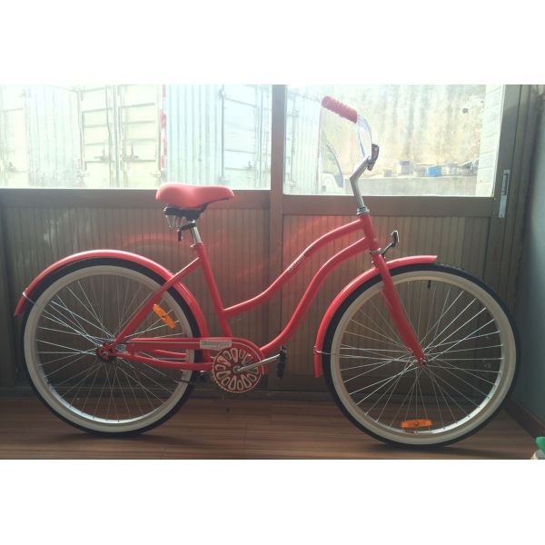 26 Women's Step Thru Beach Cruiser Bike with Single Speed Gears and Aluminum Rims