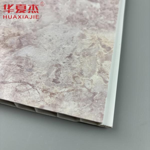 Durable Pearlescent Hot Stamping PVC Wall Panel In Prink Marble Design For Waterproof Residential Decor