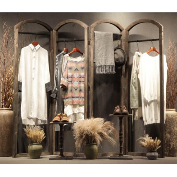 Retail Store Clothing Display Furniture Wooden Cloth Hanger Stand Various Style