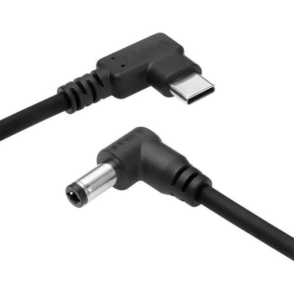 Câble d'alimentation CC vers USB-C à angle droit Alvin's Cables, câble de charge PD pour Blackmagic Video Assist Monitor, 30 cm/11,8 pouces