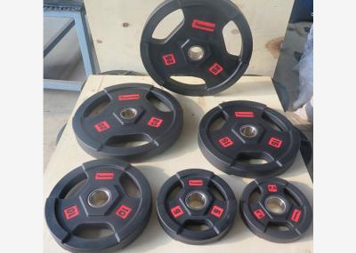 Black PU Rubber Barbell Weight Plates / Weight Lifting Plates 2.5 - 25kgs