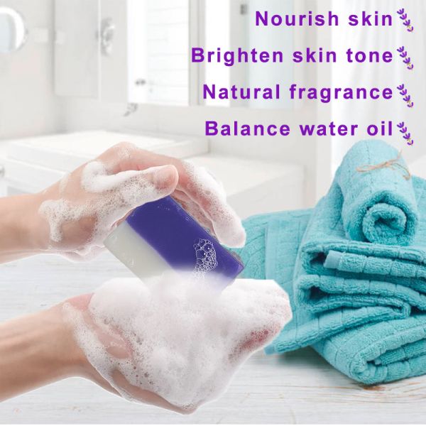 Jabón de cara orgánico púrpura que blanquea cuidado del cuerpo del aceite de coco de la lavanda