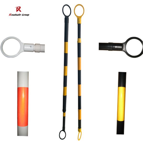 2.2meters Traffic Cone Tail Pole Connector PVC Collapsible Retractable Traffic Cone Bar White Reflector Delineator Post