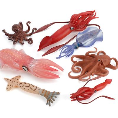 Realismo Educativo 7 PCS Laranja-do-mar Polvo Figuras de Animais do Mar Conjunto para Jogos Imaginativos