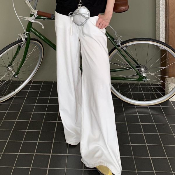 Wholesale Custom Oversized Drawstring Women'S Pants & Trousers Track Baggy Plus Size Formal Wide Leg Jeans Pants for Women