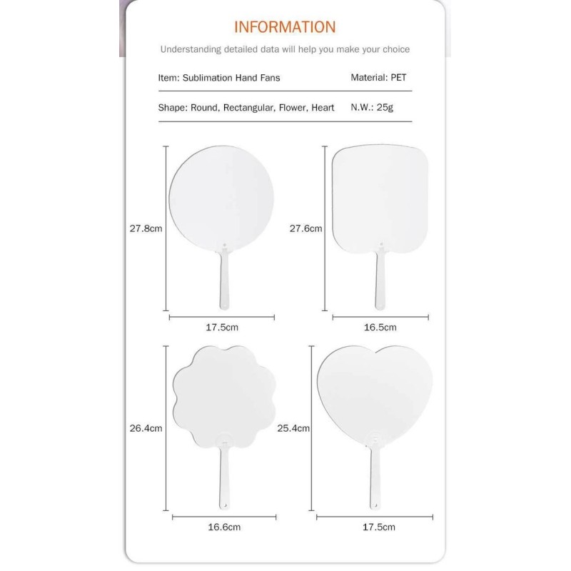 Summer Promotional Items Double-Sides Printing Blank PET Plastic Sublimation Hand Fans