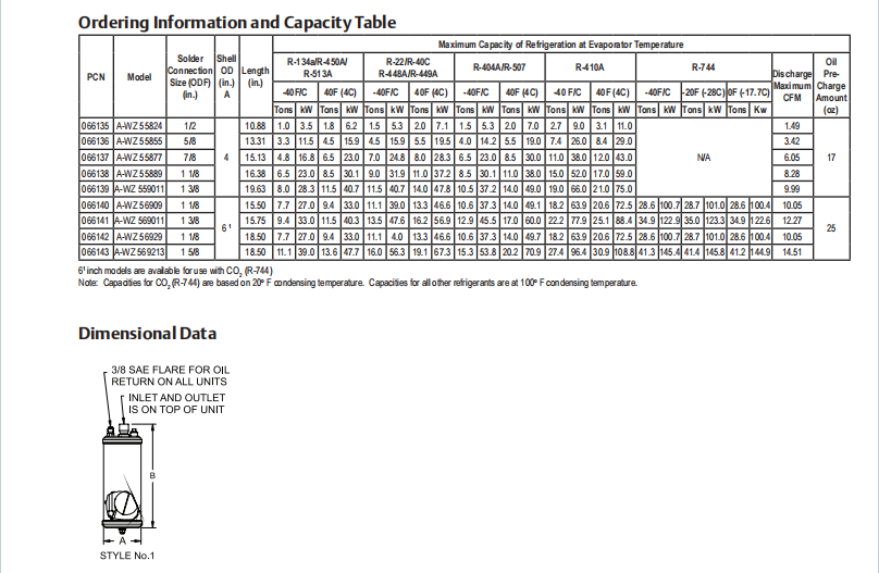 Эмерсон A-WZ 55824 Серия A-WZ Сепаратор масла холодильный компрессор Части