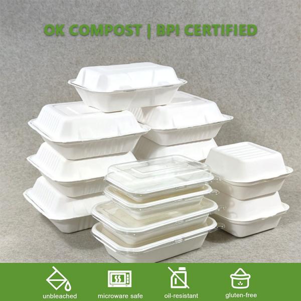 Custom Biodegradable Sugarcane Bagasse Pulp Fiber Fast Food Packing Paper Box Bio Degradable Takeaway To Go Container