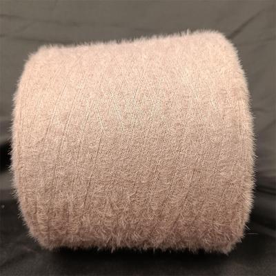 Add Unique Texture and Style with Nylon Feather Yarn in Light Khaki for Handmade Works and Scarves