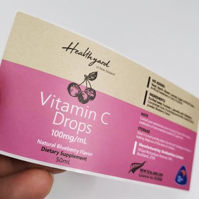 Removable Pharmaceutical Label Printing CMYK Vitamin Bottle Labels
