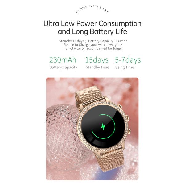 Montres intelligentes pour les femmes composer les appels, 1,32' 'Diamond Smartwatch Fitness Tracker