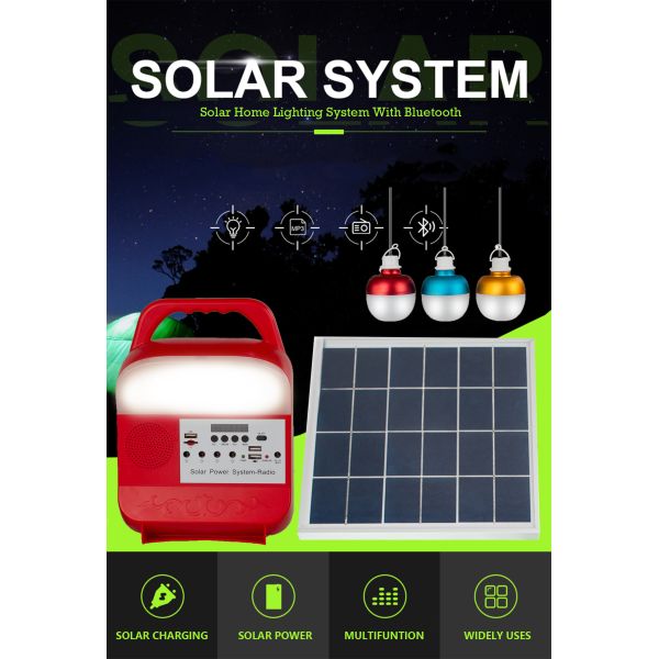 Home Portable Solar Light Kit Led Lighting System With Bluetooth