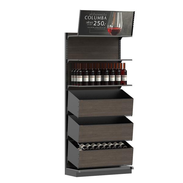 Red Wine Bottle Wooden Display Stands 2000mm Wooden Wine Shelf For Liquor