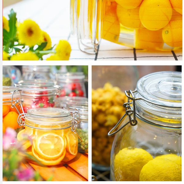 Food Grade Glass Jam Jar Airtight Metal Clip Top For Storage / Preserving Honey