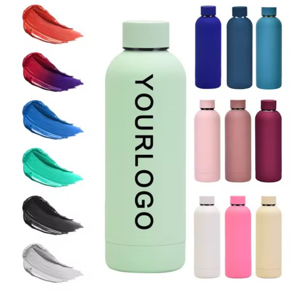 Touch Rubber Paint Double Wall Vacuum Flask Tumbler 500ml Stainless Steel Water Bottles
