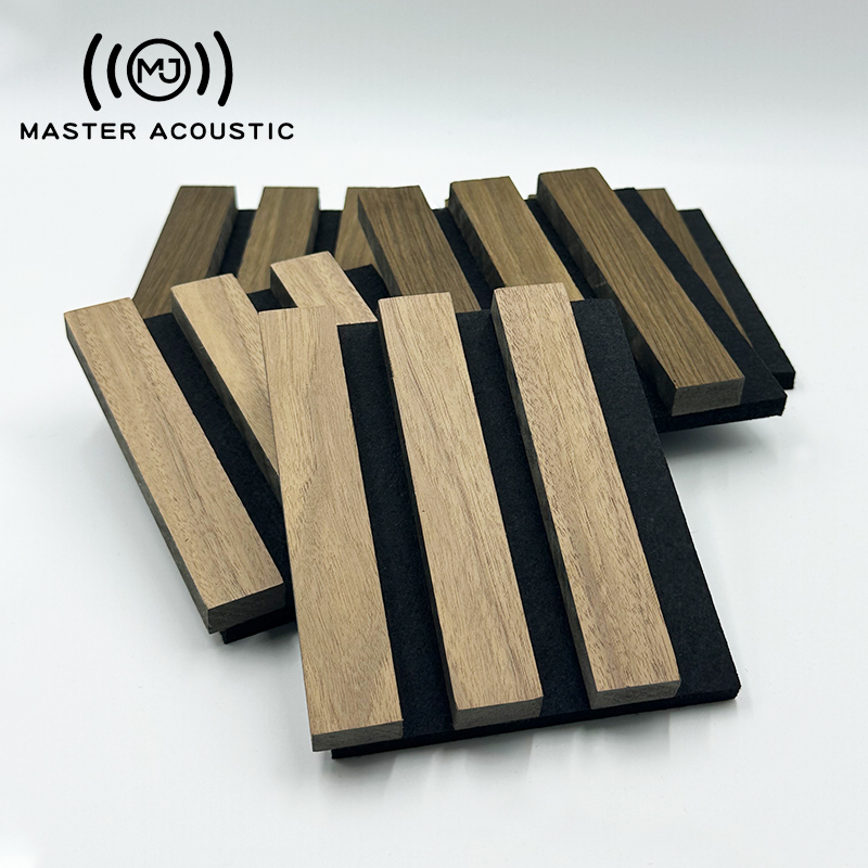 Custom Acoustic Slat Wood Panels 2400*600MM Sound Absorbing Wood Wall Panels Grey