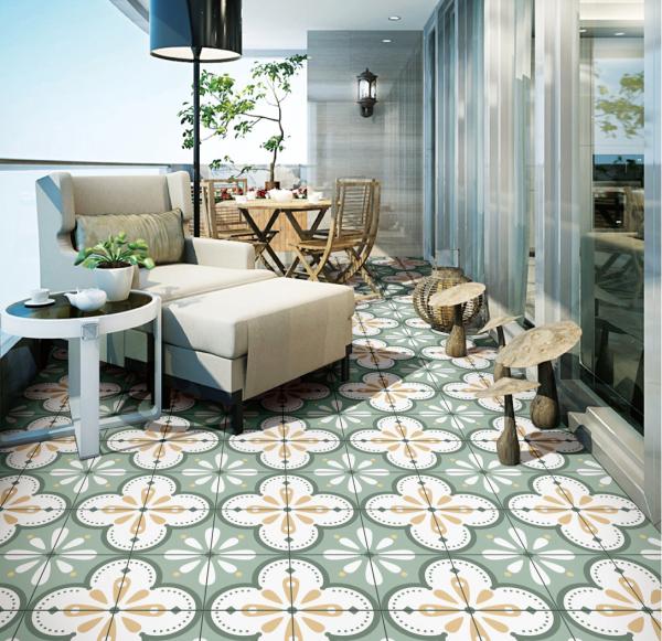 Green Ceramic Rustic Tile 20x20cm Waterproof Indoor Floor Wall