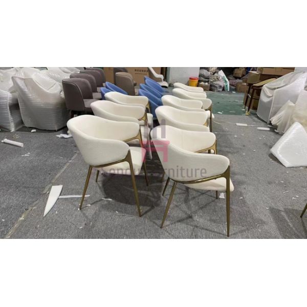 Orange Color Golden Stainless Steel Restaurant Chairs Eco Leather Uphosltered With Armrests