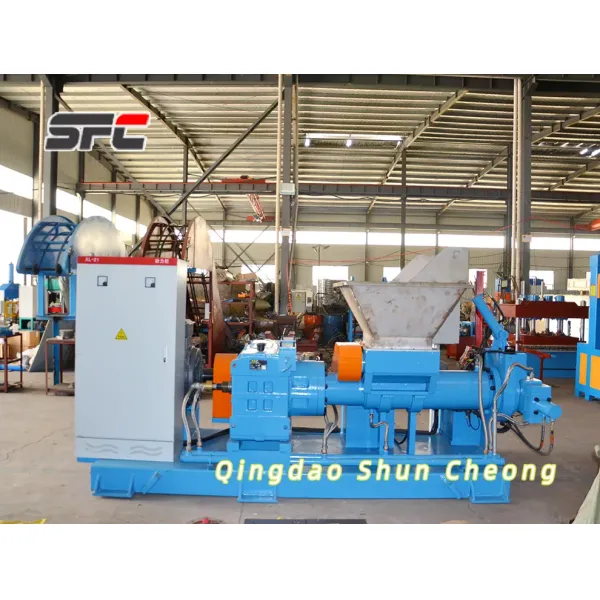 Forced Feed Rubber Extruder with Hydraulic Head and 55kW Motor Power for Tire & Hose Production